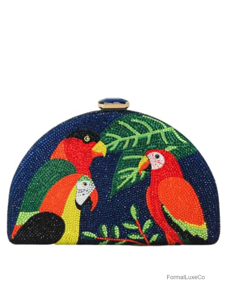 Parrot Rhinestone Crystal Clutch Evening Bag Prom Party Handbag Sequins
